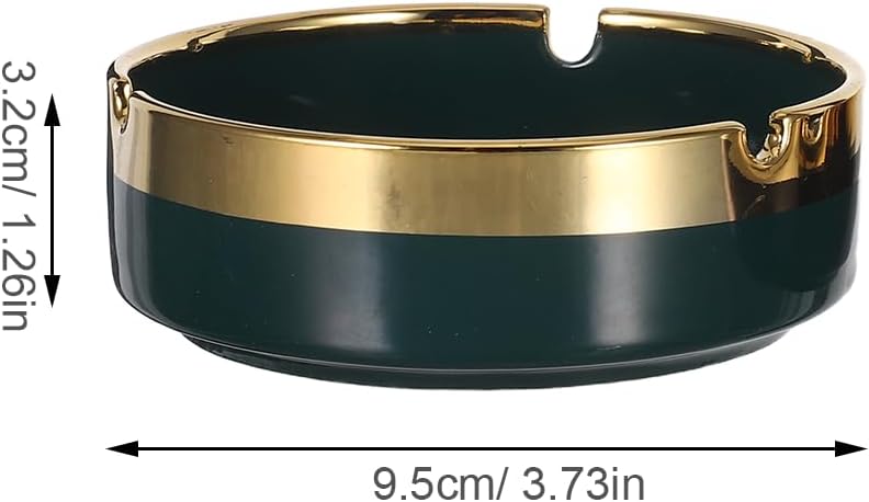 منفضة سيراميك بحافة ذهبية صينية سطح المكتب المحمولة للمنزل المكتب السفر الخارجي - Image 2